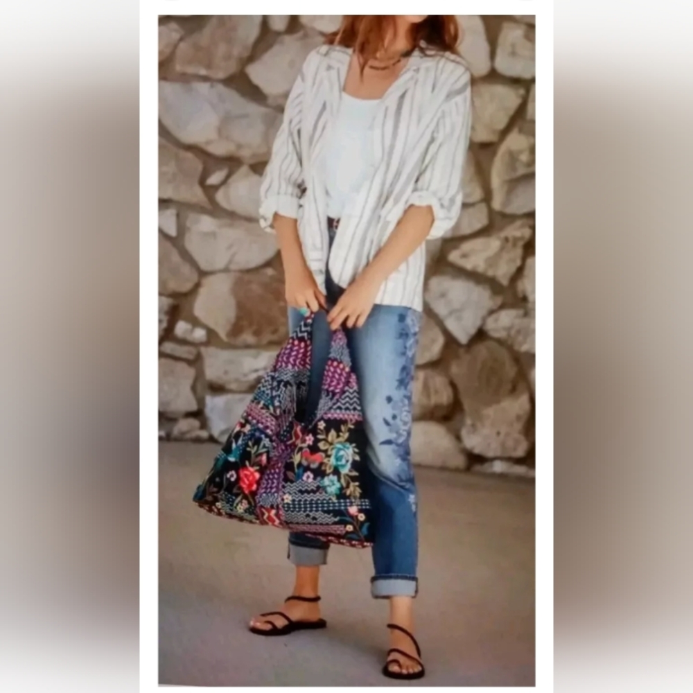 Johnny Was Zona Stripe Linen Jacket Large